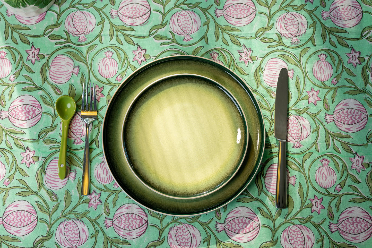 Orchard Bliss 100% Cotton Handblock Printed Tablecloth 60" x 90"