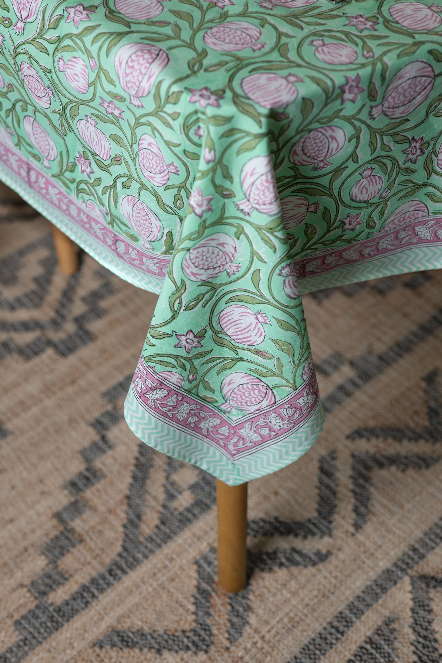 Orchard Bliss 100% Cotton Handblock Printed Tablecloth 60" x 90"