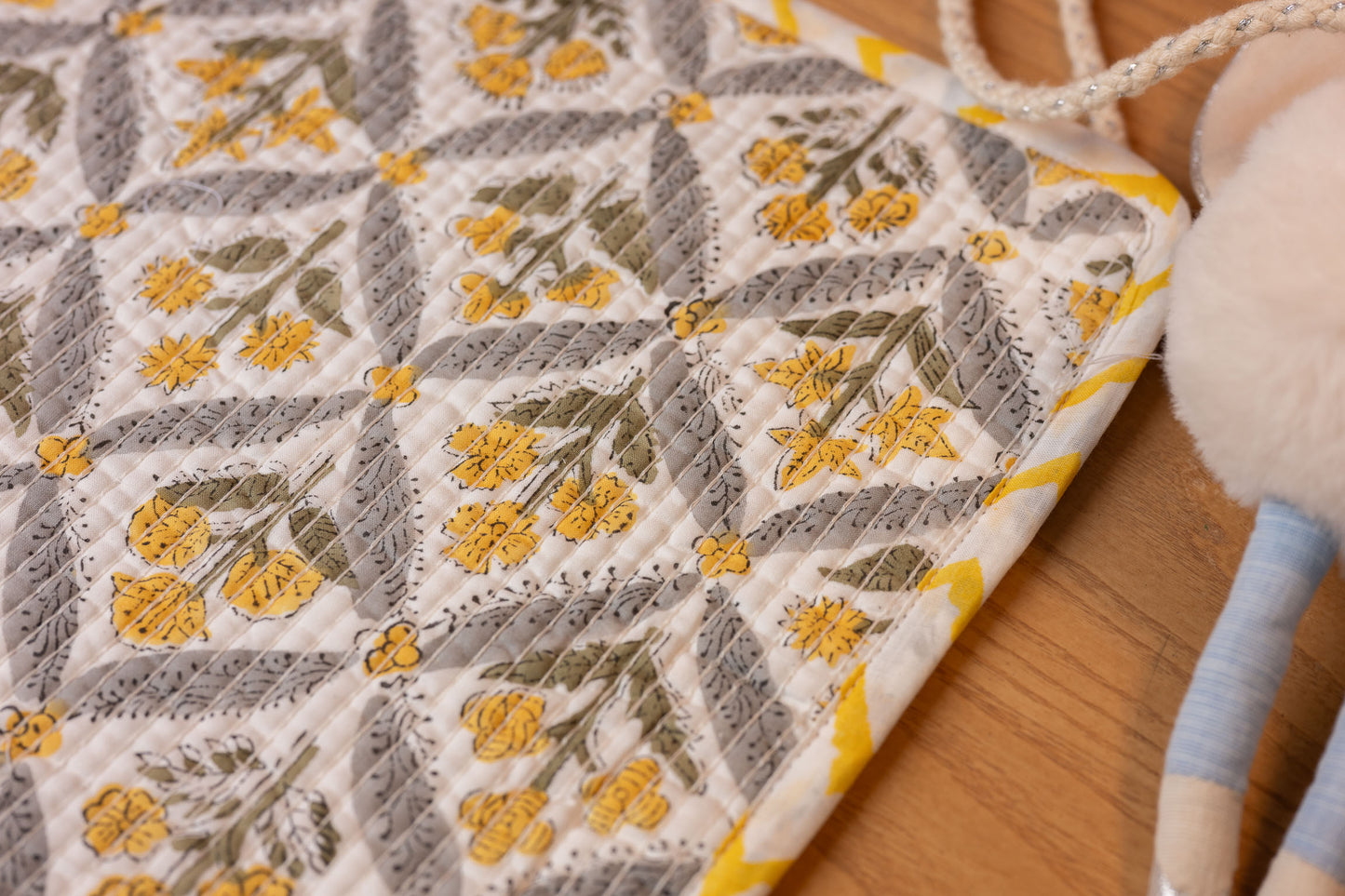 Marigold Hand Block Print 100% Cotton Quilted Laptop Sleeve