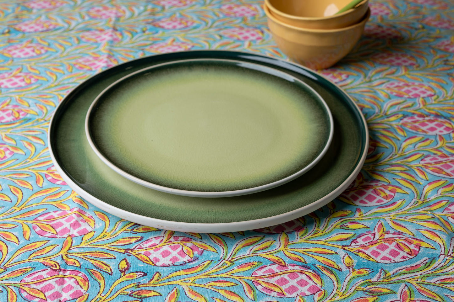 Flora Nova 100% Cotton Handblock Printed Tablecloth 60" x 90"